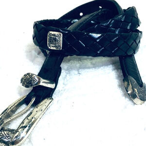 Brighton ~ Braided Leather Belt Silver Accents ~ M